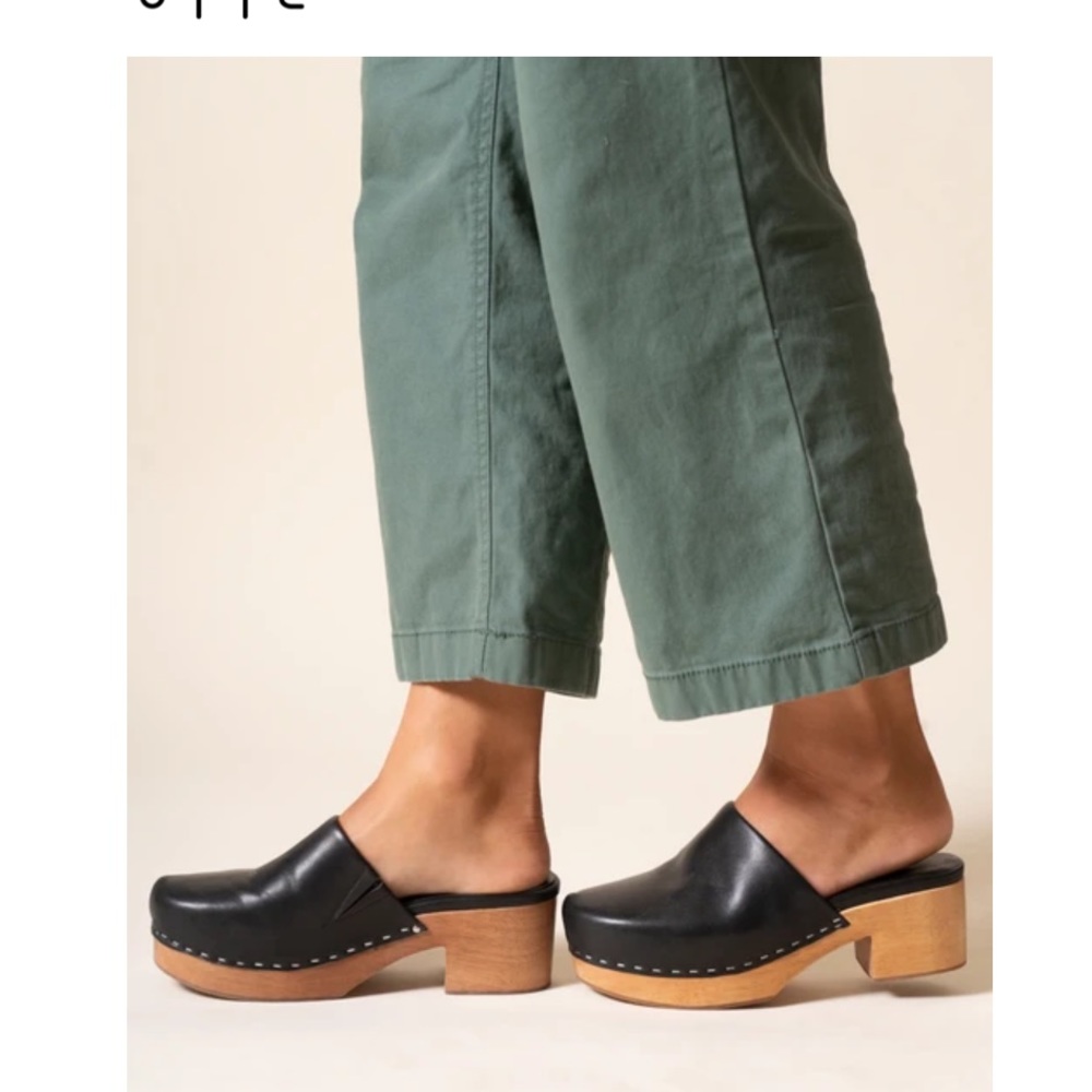 Charlotte Stone Black Leather Martino Clogs